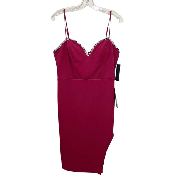 City Studio Rhinestone Trim Bodycon Dress Red Sleeveless Juniors 13/14 - Picture 1 of 9